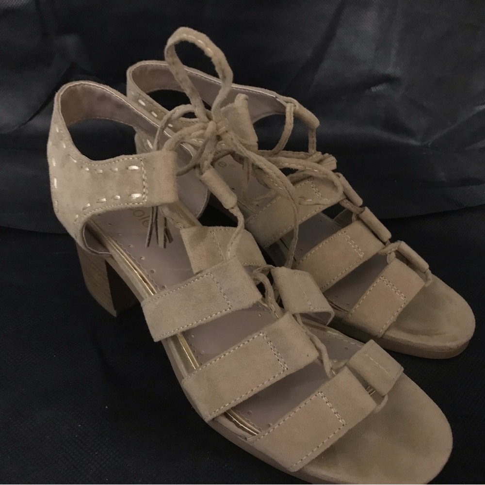 Nicole Tan Sandals with Lace-Up Design
